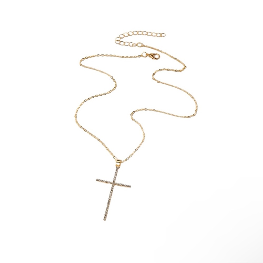 Golden Cross Diamond Necklace